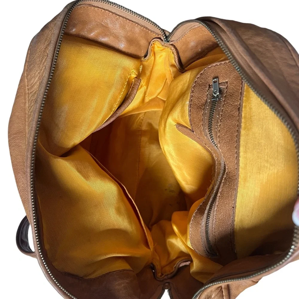 Everyday Cognac Leather Satchel Handbag - Women
